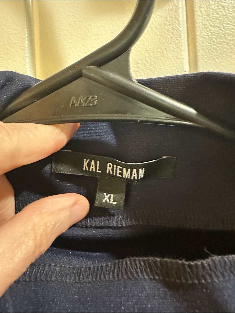 Kal Rieman Women’s XL Navy Funnel Neck Poncho Tunic Top Oversized Minimalist - Picture 5 of 6